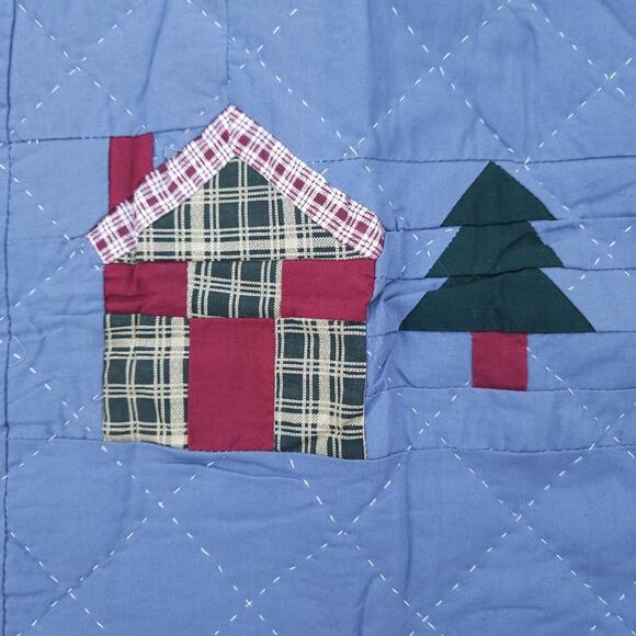 Christmas Pillow Sham Cover Quilted Patchwork Standard Green Rustic Cabin 2pcs - Picture 4 of 7